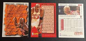 lot 197 image: Michael Jordan 3 Card Lot - 95-96 Fleer Ultra # 3, 96-97 Fleer #123, 97-98 Fleer #23 Basketball Inserts
