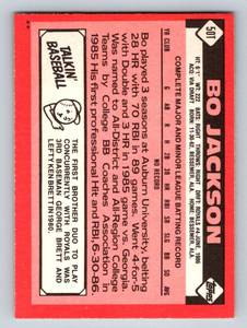 lot 77 image: 1986 Topps Traded Bo Jackson Rookie Card #50T Vintage Baseball
