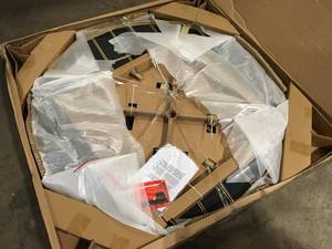 lot 46 image: Hampton Bay Aspenwood Brown Round Metal Outdoor Dining Table Customer Returns See Pictures