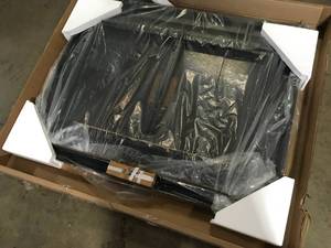 lot 47 image: Pleasant Hearth Ascot Small Glass Fireplace Doors  Customer Returns See Pictures