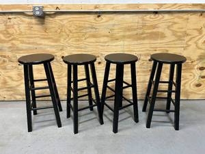 lot 14 image: WINSOME Lot of 4- Solid Wood 29 Black Bar Stools