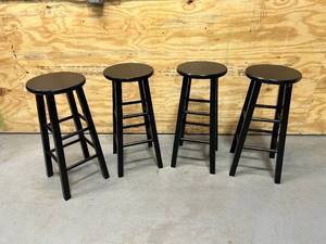 lot 15 image: WINSOME Lot of 4- Solid Wood 29 Black Bar Stools