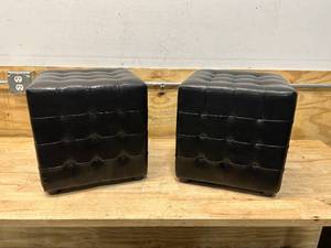 lot 34 image: Lot of 2- Faux Leather Ottomans