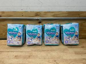 lot 55 image: PAMPERS Lot of 4- Splashers Disposable Swim Pants (20 per pack) Size Small (13-24 lbs)