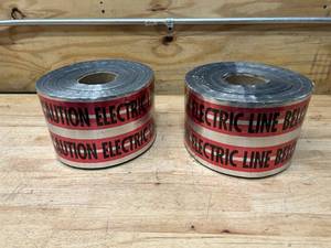 lot 100 image: EMPIRE LEVEL Lot of 2 Rolls of CAUTION ELECTRIC LINE BELOW Tape