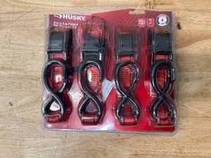 lot 105 image: HUSKY 6 FT x 1 Inch Cam Buckle Tie Downs (4 pack)