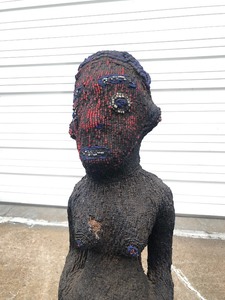 lot 25 image: Very Early Bamileke Beaded Figural Statue