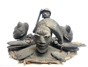 lot 36 image: Excellent Old Yoruba Egungun Ancestral Headdress Mask
