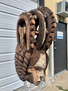 lot 40 image: Large & Elaborate Old Igbo Maiden Spirit Mask - Nigeria 