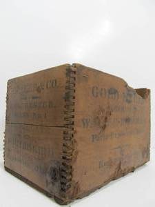 lot 11 image: 2 Antique Dovetailed Wood Advertising Boxes