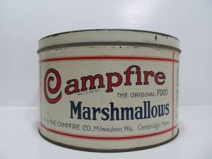 lot 16 image: Nice Old Vintage Large CAMPFIRE Marshmallow Tin  