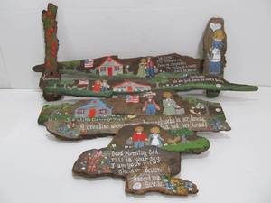 lot 29 image: Great Lot of Vintage Folk Art Paintings on Bark #2