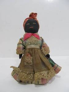 lot 42 image: Signed Vintage 1930s era Folk Art Cloth Doll