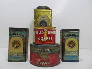 lot 68 image: Larger Sizer Vintage & Antique Advertising Tins - Coffee, Cocoa & Candy