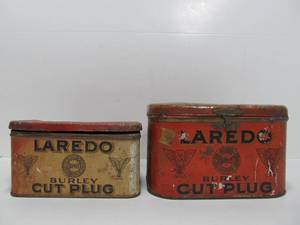 lot 70 image: 2 Antique LAREDO Burley Cut Plug Tobacco Tins