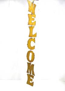 lot 80 image: Vintage 1960s era Torch Cut Steel WELCOME Hanging Porch Wind Chime
