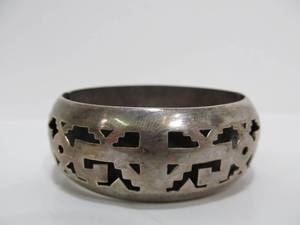 lot 92 image: Signed Old Vintage Southwestern Sterling Silver Cuff Bracelet
