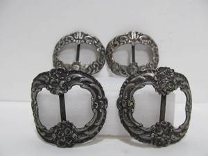 lot 94 image: Lot of 4 Vintage Demetrio Kremos .800 Fine Silver Buckles