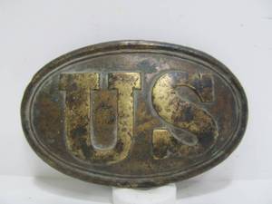 lot 113 image: Original Civil War US Brass Belt Buckle