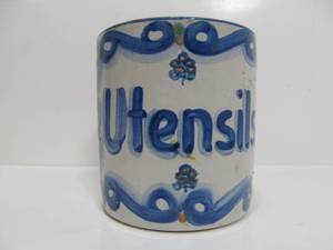 lot 142 image: Vintage 1960s Signed M.A. HADLEY Stoneware Utensil Holder