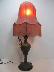 lot 147 image: Wonderful Ornate Vintage Gothic Style Table Lamp wNorth Wind Face