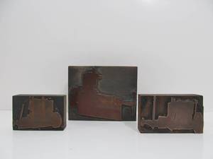 lot 210 image: 3 Antique Copper Printing Block Featuring Early Motors
