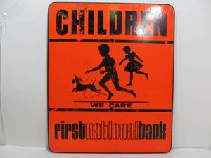 lot 224 image: Vintage 1970s Wooden CCaution Children at Play Street Sign