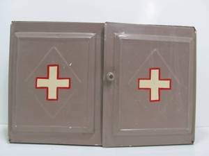 lot 225 image: Old Vintage Metal Medical Cabinet