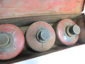 lot 169 image: Old Vintage Smudge Pot Road Flare Set wBox