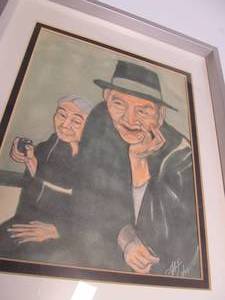 lot 170 image: Interesting Signed Vintage Painting of Older Couple 