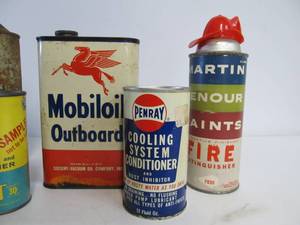 lot 179 image: Group of Vintage Advertising Motor Oil & Other Cans