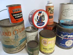 lot 182 image: Large Group of Vintage Advertising Cans & Tins