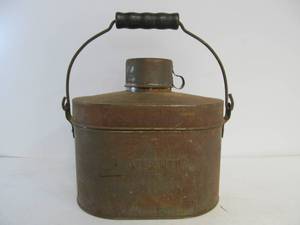 lot 184 image: Very Cool 1930s era Complete ATLANTIC Metal Multi-Piece Lunch Pail