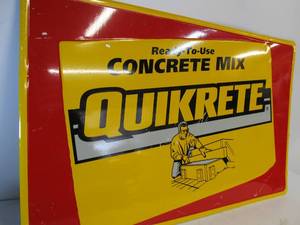 lot 190 image: Embossed Metal QUIKRETE Hardware Store Advertising Sign