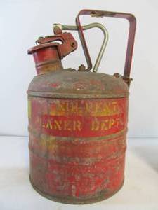 lot 230 image: Smaller Size Old Industrial Vintage Safety Can & Gasoline Can
