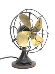 lot 2 image: Very Nice Antique 1920s era CENTURY Brass Blade Fan