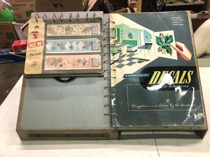 lot 244 image: Vintage Mid Century Interior Design Store Display Rack wLARGE Sample Books