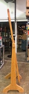 lot 247 image: LARGE Oak Full Length Bedroom Mirror Stand