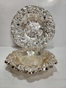 lot 267 image: 2 Ornate Vintage Silverplated WMF-Ikora Footed Serving Bowls