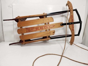 lot 281 image: Vintage SPEEDY Wooden Snow Sled