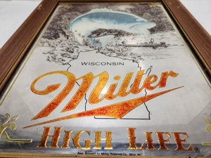 lot 294 image: Vintage MILLER High Life Wisconsin Beer Sign wBass