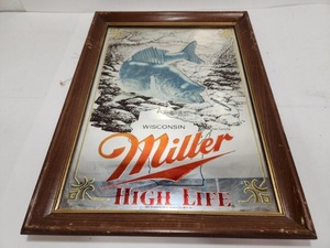 lot 296 image: Vintage MILLER High Life Wisconsin Beer Sign wWalleye