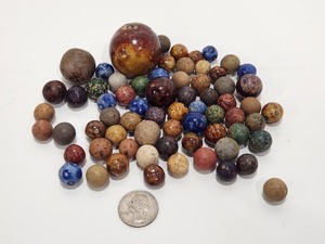 lot 301 image: Great Estate Lot of Antique Bennington etc Clay Marbles