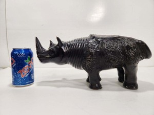 lot 364 image: Fantastic Large Vintage Bronze Rhino Sculpture