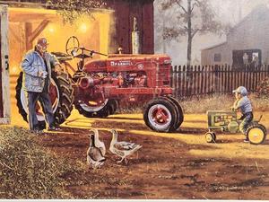 lot 371 image: Hand Signed Framed Farm Scene Print by Dave Barnhouse - Common Ground