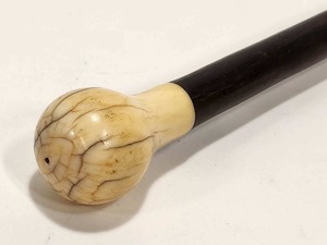 lot 375 image: Wonderful Antique 1890s era Bone Handled Walking Stick wSterling Silver Lettering