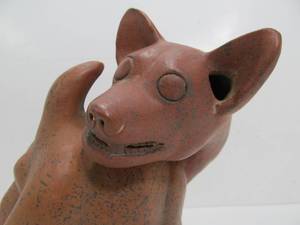 lot 377 image: Spritual Colima Dog Vessel Reproduction Red Clay Art Pottery