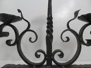lot 378 image: Gothic Twisted Wrought Iron Scrolled 3 Arm Candelabra Candlestick Candle Holder