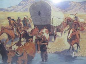 lot 380 image: Nicely Framed Vintage Frederick Remington Cowboys and Native American Western Art Print 31
