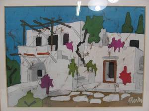 lot 381 image: Original Pueblo Home Scene Watercolor Painting Signed, Framed 18